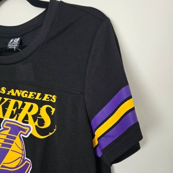 Lakers NBA Mesh Womens Large Black Basketball Mesh Jersey Los Angeles Short Slee - Picture 2 of 8